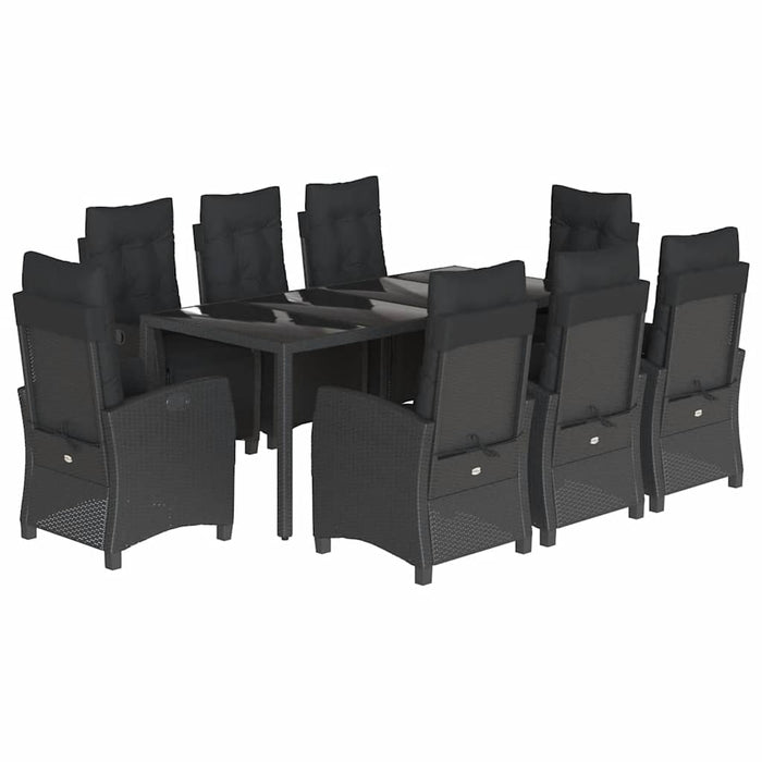 Set mobilier de grădină cu perne, 9 piese, negru, poliratan - WALTI WALTI