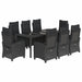 Set mobilier de grădină cu perne, 9 piese, negru, poliratan - WALTI WALTI