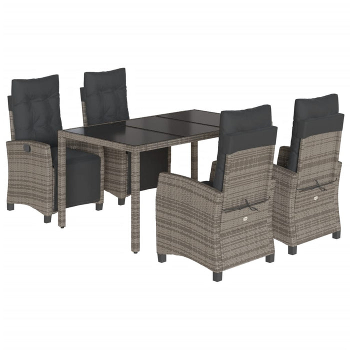 Set mobilier de grădină cu perne, 5 piese, gri, poliratan WALTI