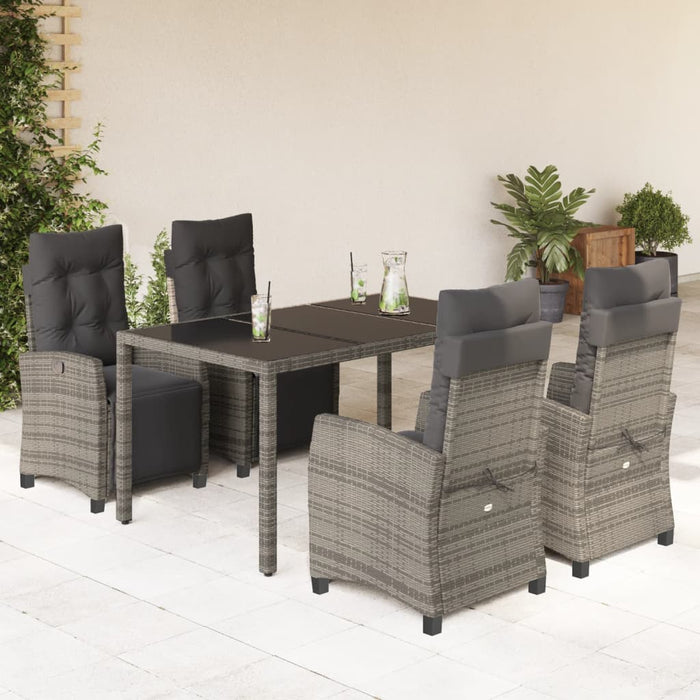 Set mobilier de grădină cu perne, 5 piese, gri, poliratan WALTI