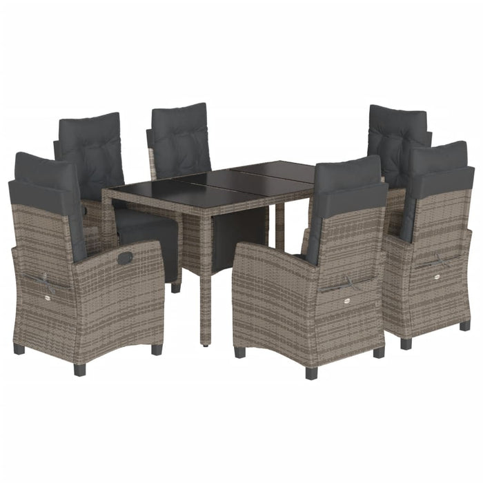 Set mobilier de grădină cu perne, 7 piese, gri, poliratan - WALTI WALTI