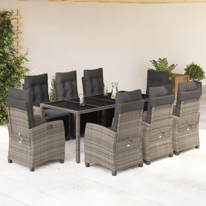 Set mobilier grădină cu perne, 9 piese, gri, poliratan - WALTI WALTI
