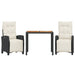 Set mobilier de grădină cu perne, 3 piese, negru, poliratan - WALTI WALTI