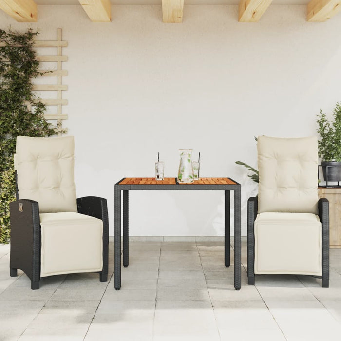 Set mobilier de grădină cu perne, 3 piese, negru, poliratan - WALTI WALTI