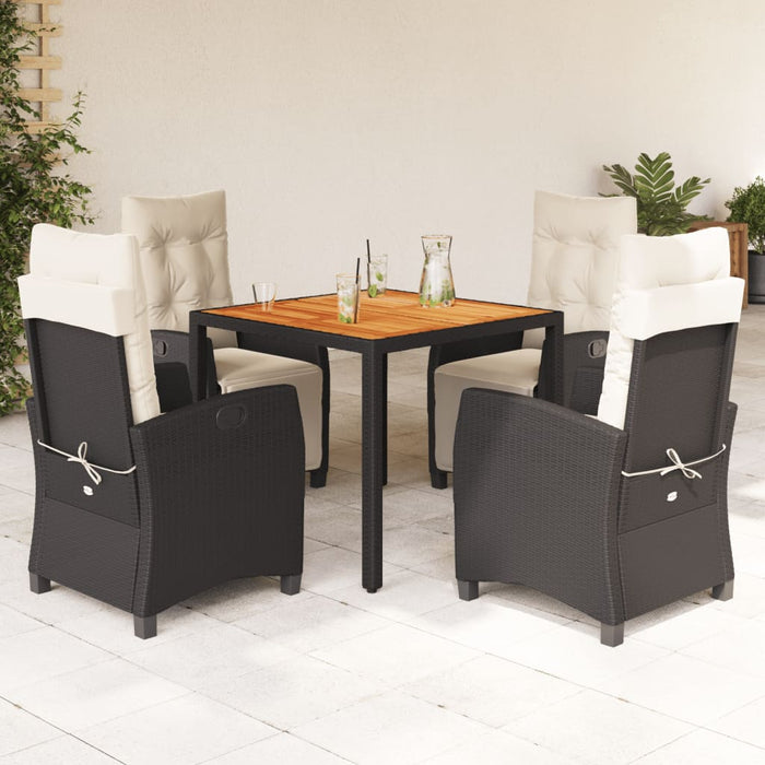 Set mobilier de grădină cu perne, 5 piese, negru, poliratan - WALTI WALTI