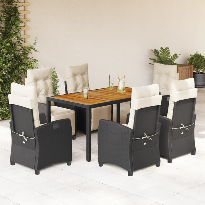 Set mobilier de grădină cu perne, 7 piese, negru, poliratan - WALTI WALTI