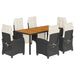 Set mobilier de grădină cu perne, 7 piese, negru, poliratan - WALTI WALTI