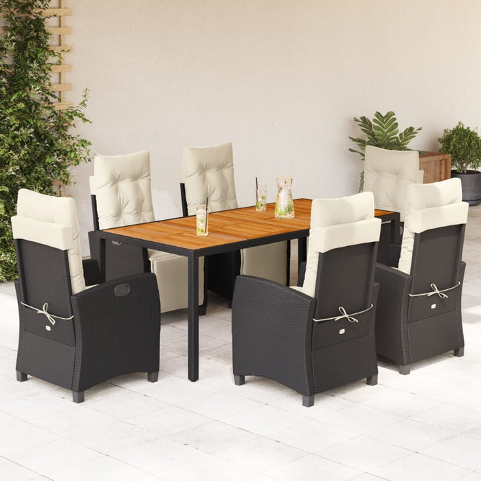 Set mobilier de grădină cu perne, 7 piese, negru, poliratan - WALTI WALTI
