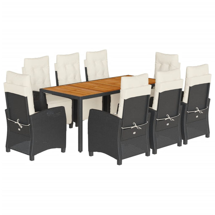 Set mobilier de grădină cu perne, 9 piese, negru, poliratan - WALTI WALTI