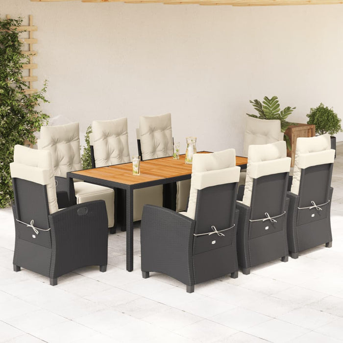 Set mobilier de grădină cu perne, 9 piese, negru, poliratan - WALTI WALTI