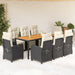 Set mobilier de grădină cu perne, 9 piese, negru, poliratan - WALTI WALTI