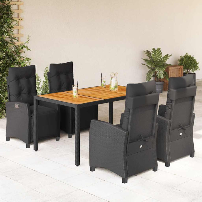 Set mobilier de grădină cu perne, 5 piese, negru, poliratan - WALTI WALTI