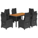 Set mobilier de grădină cu perne, 7 piese, negru, poliratan - WALTI WALTI