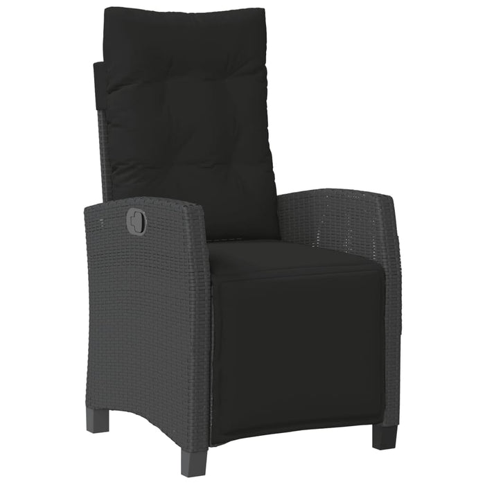Set mobilier de grădină cu perne, 7 piese, negru, poliratan WALTI