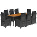 Set mobilier de grădină cu perne, 9 piese, negru, poliratan - WALTI WALTI