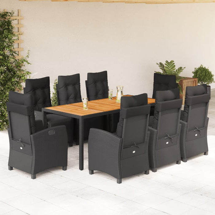 Set mobilier de grădină cu perne, 9 piese, negru, poliratan - WALTI WALTI