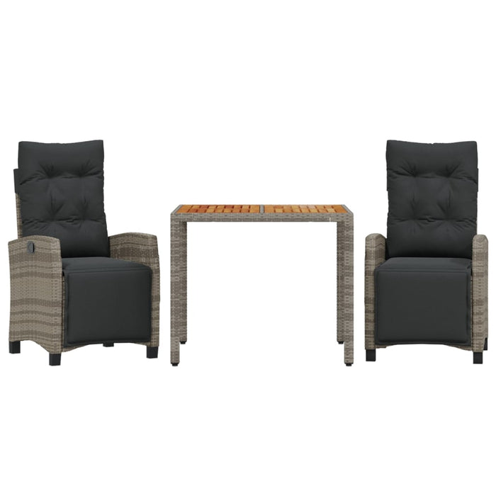 Set mobilier de grădină cu perne, 3 piese, gri, poliratan - WALTI WALTI