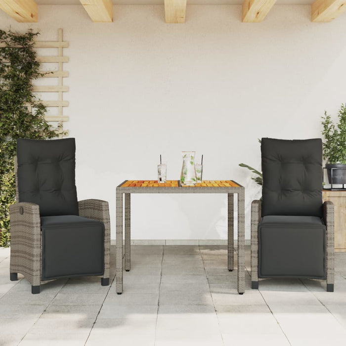 Set mobilier de grădină cu perne, 3 piese, gri, poliratan - WALTI WALTI