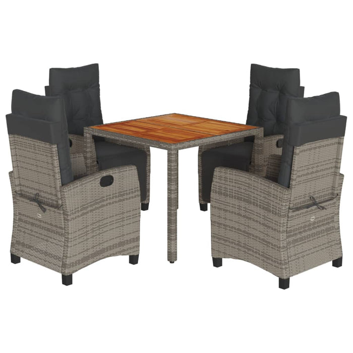 Set mobilier de grădină cu perne, 5 piese, gri, poliratan WALTI