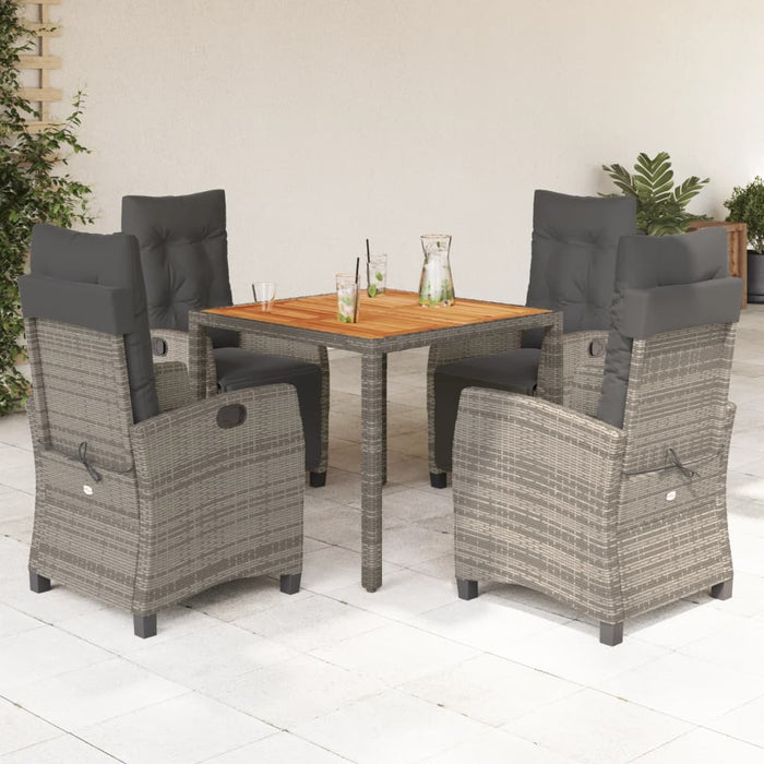 Set mobilier de grădină cu perne, 5 piese, gri, poliratan WALTI