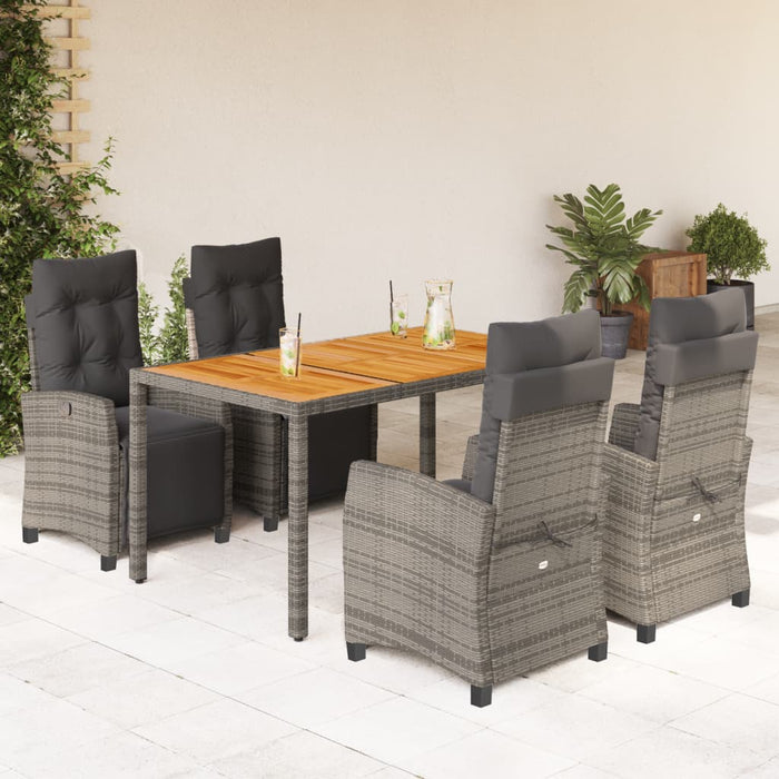 Set mobilier de grădină cu perne, 5 piese, gri, poliratan - WALTI WALTI