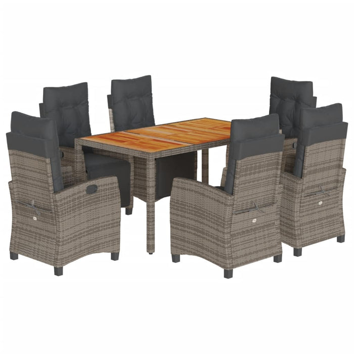 Set mobilier de grădină cu perne, 7 piese, gri, poliratan - WALTI WALTI