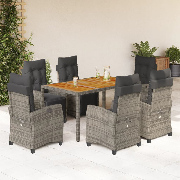 Set mobilier de grădină cu perne, 7 piese, gri, poliratan - WALTI WALTI