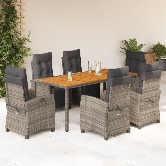 Set mobilier de grădină cu perne, 7 piese, gri, poliratan - WALTI WALTI