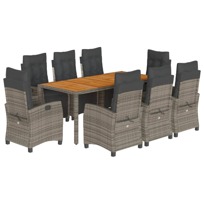 Set mobilier grădină cu perne, 9 piese, gri, poliratan - WALTI WALTI