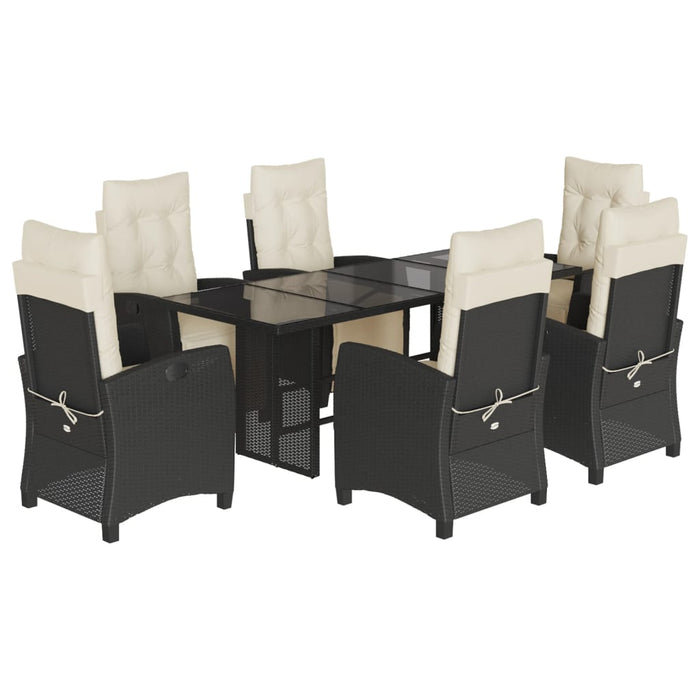 Set mobilier de grădină cu perne, 7 piese, negru, poliratan - WALTI WALTI