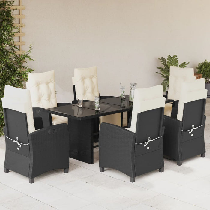Set mobilier de grădină cu perne, 7 piese, negru, poliratan - WALTI WALTI