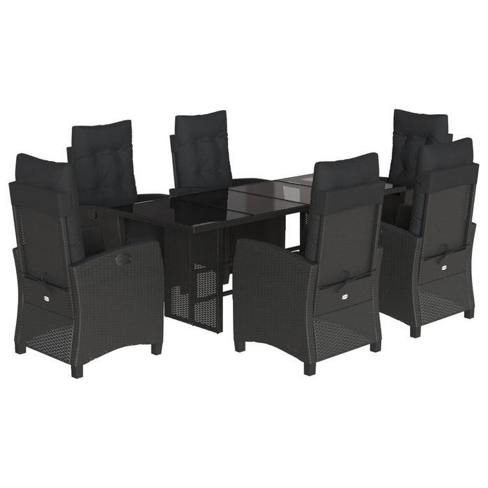 Set mobilier de grădină cu perne, 7 piese, negru, poliratan - WALTI WALTI