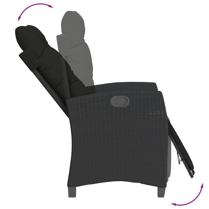 Set mobilier de grădină cu perne, 7 piese, negru, poliratan - WALTI WALTI