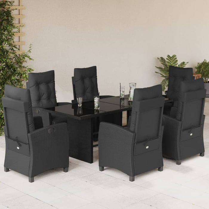 Set mobilier de grădină cu perne, 7 piese, negru, poliratan - WALTI WALTI