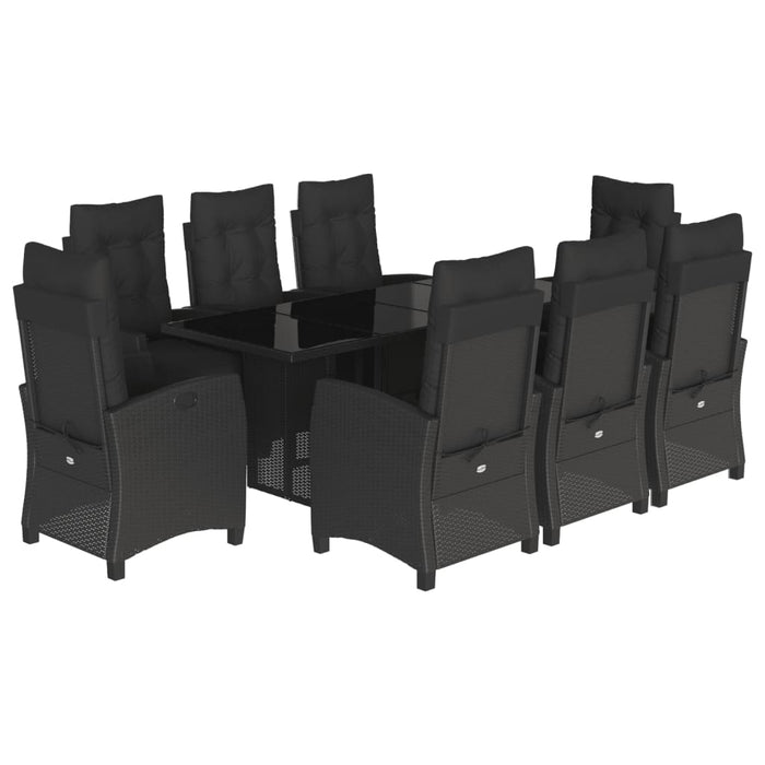 Set mobilier de grădină cu perne, 9 piese, negru, poliratan - WALTI WALTI