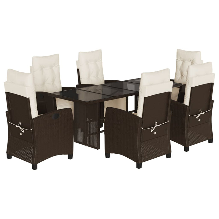 Set mobilier de grădină cu perne, 7 piese, maro, poliratan WALTI