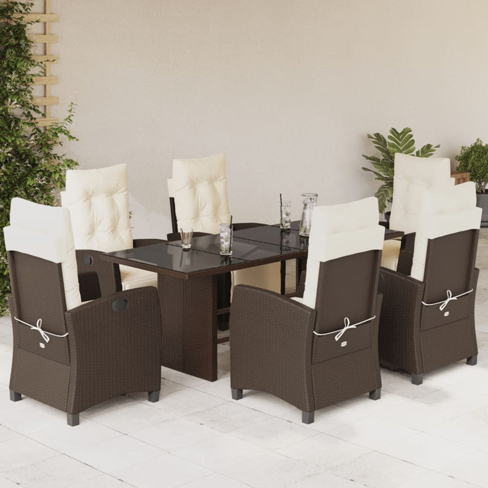 Set mobilier de grădină cu perne, 7 piese, maro, poliratan WALTI
