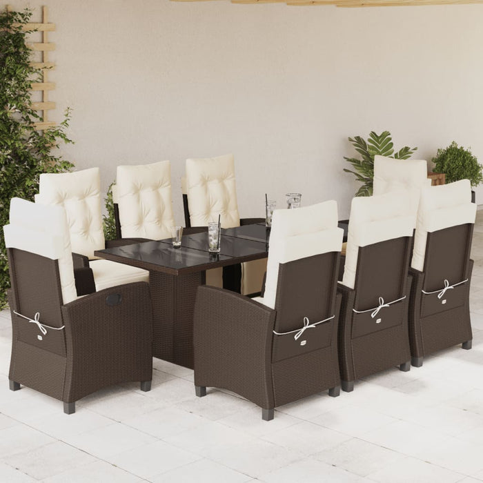 Set mobilier de grădină cu perne, 9 piese, maro, poliratan - WALTI WALTI