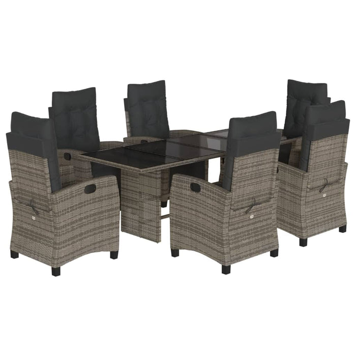 Set mobilier de grădină cu perne, 7 piese, gri, poliratan - WALTI WALTI