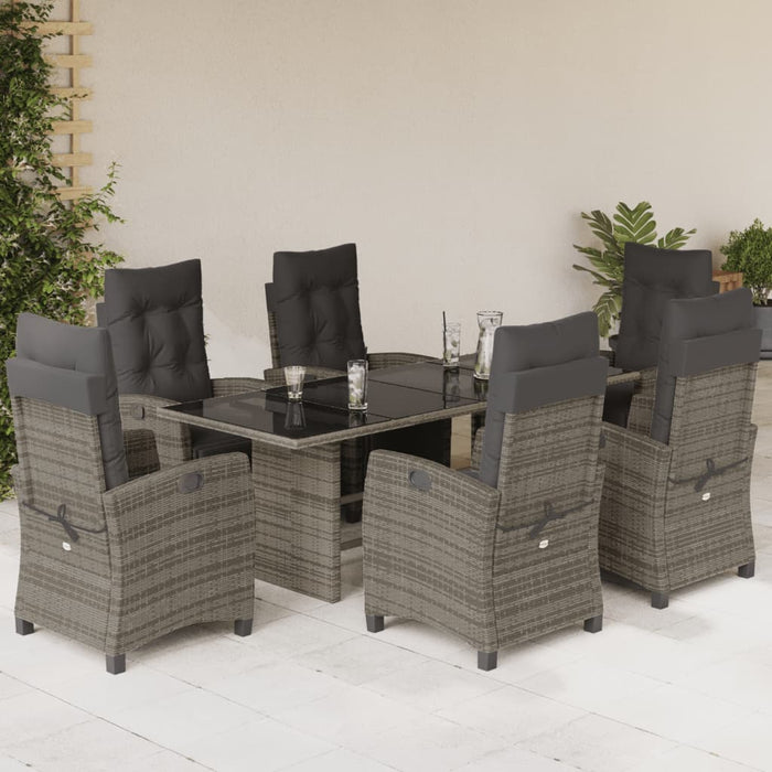 Set mobilier de grădină cu perne, 7 piese, gri, poliratan - WALTI WALTI