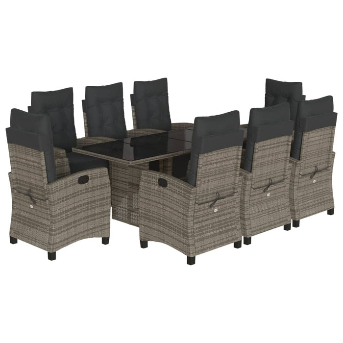 Set mobilier grădină cu perne, 9 piese, gri, poliratan WALTI