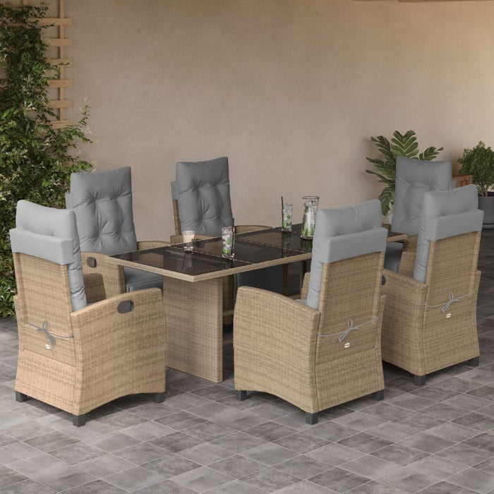 Set mobilier pentru grădină, 7 piese, cu perne, bej, poliratan - WALTI WALTI