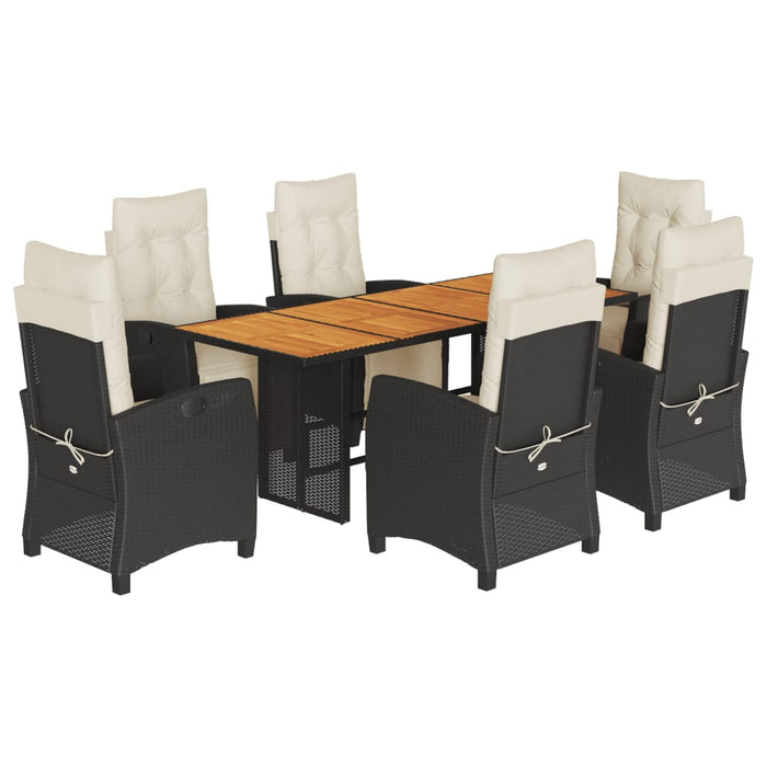 Set mobilier de grădină cu perne, 7 piese, negru, poliratan - WALTI WALTI