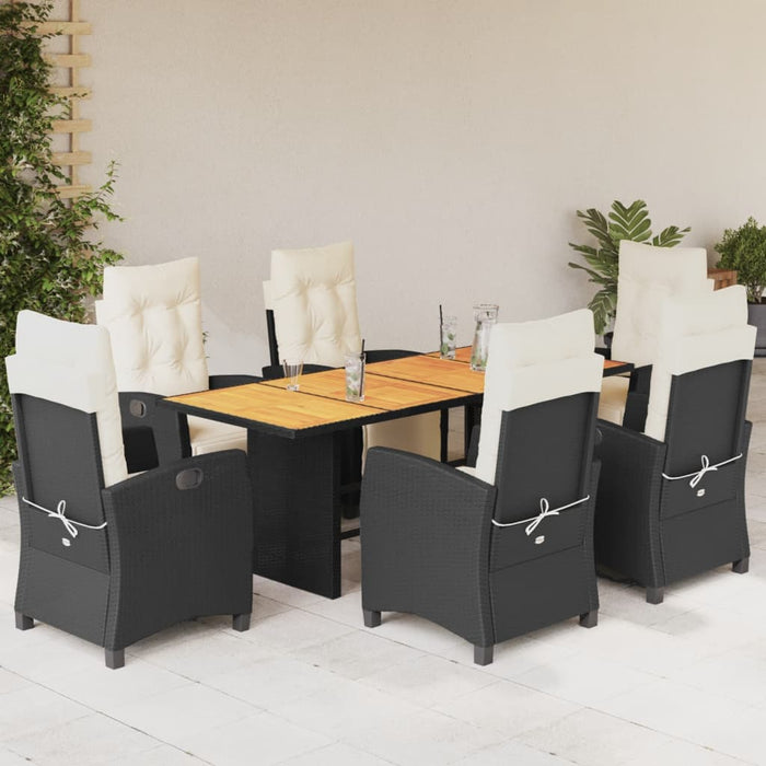 Set mobilier de grădină cu perne, 7 piese, negru, poliratan - WALTI WALTI