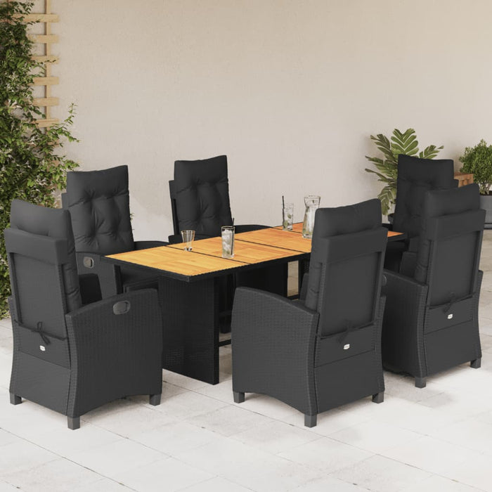 Set mobilier de grădină cu perne, 7 piese, negru, poliratan WALTI