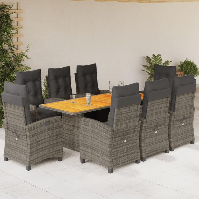 Set mobilier grădină cu perne, 9 piese, gri, poliratan - WALTI WALTI