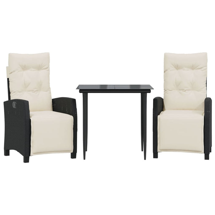 Set mobilier de grădină cu perne, 3 piese, negru, poliratan - WALTI WALTI