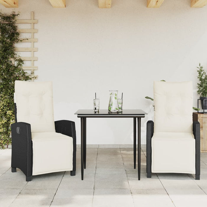 Set mobilier de grădină cu perne, 3 piese, negru, poliratan - WALTI WALTI