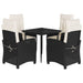 Set mobilier de grădină cu perne, 5 piese, negru, poliratan - WALTI WALTI
