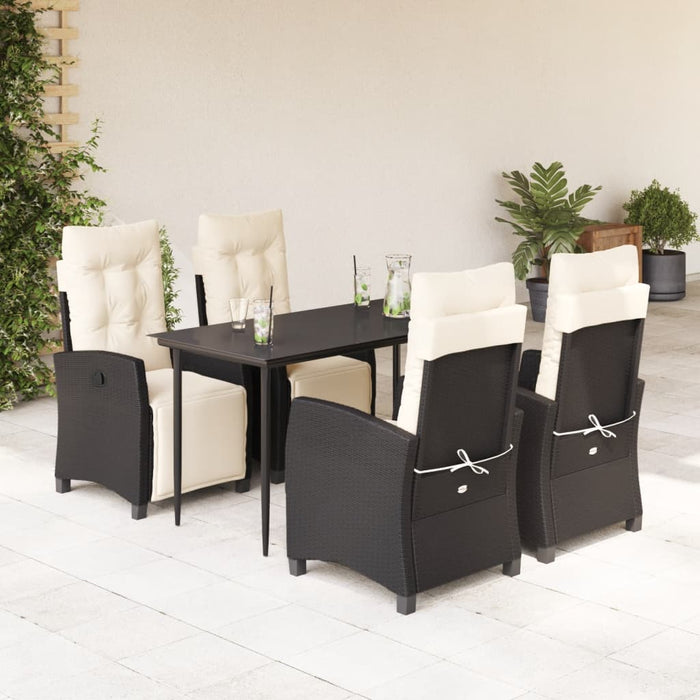 Set mobilier de grădină cu perne, 5 piese, negru, poliratan - WALTI WALTI